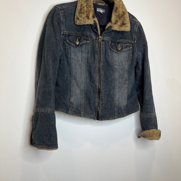 Giacca 90s Style Denim Fur Jacket - Picture 2 of 6